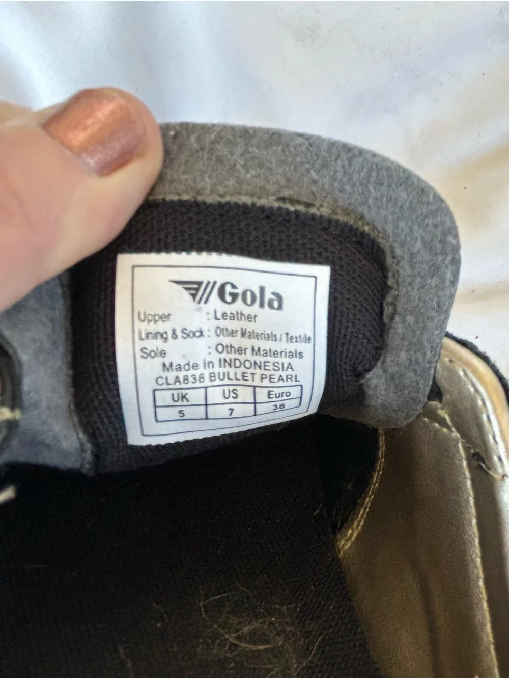 Gola Bullet Pearl Suede Sneakers Black Gold Metallic Retro Trainer US 7